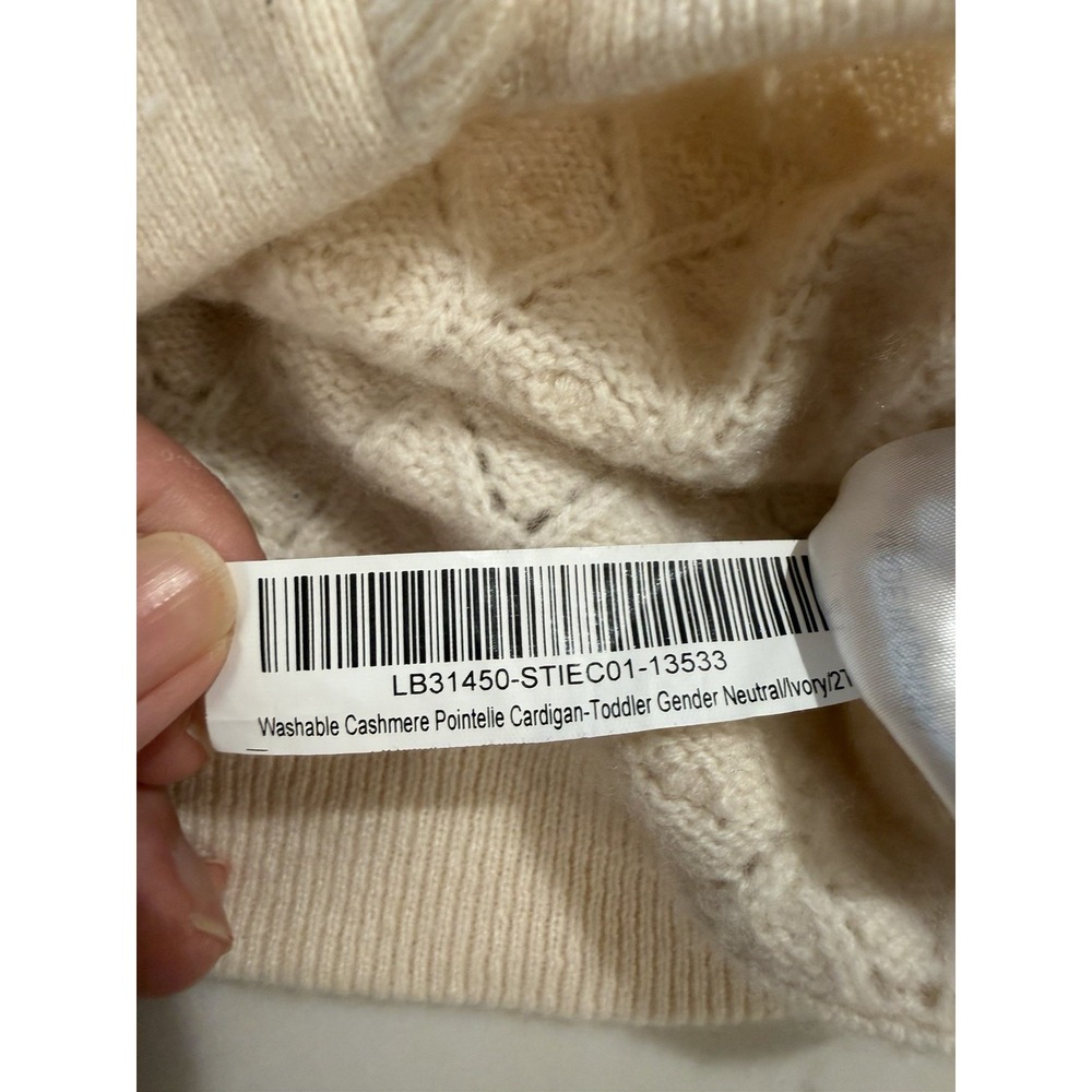 Quince Washable Cashmere Pointelle Cardigan Ivory Toddler Girls 2T - Picture 4 of 5